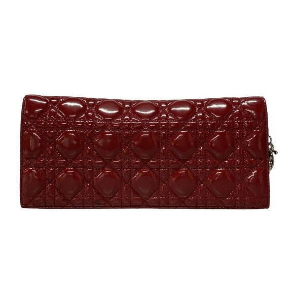 Auth DIOR/ChristianDior Cannage Stitch Red Patent Leather Clutch Bag - Picture 1 of 16